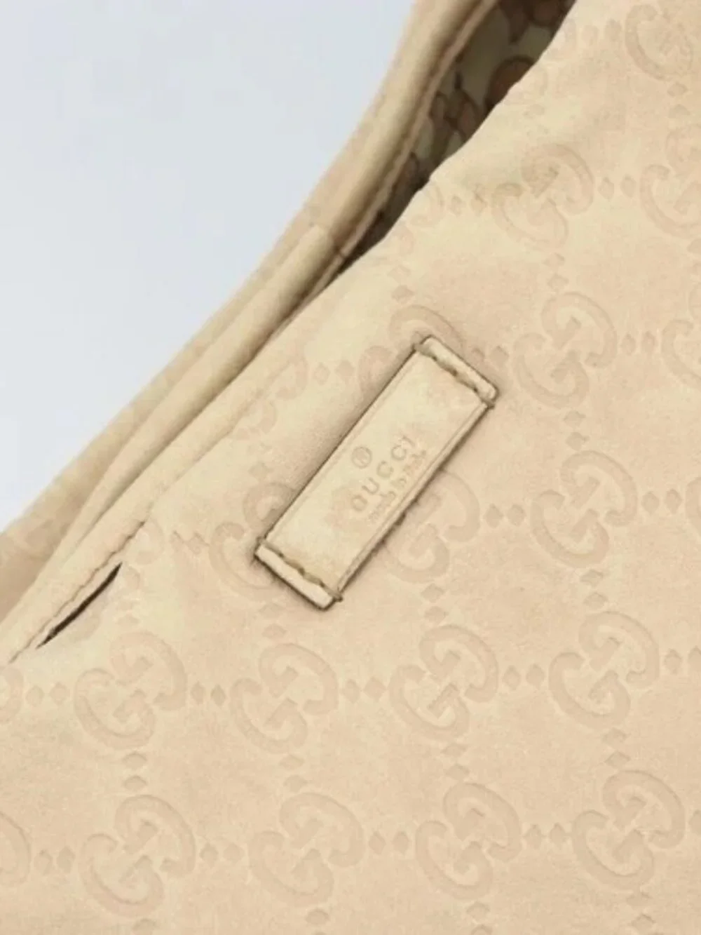 GUCCI GG Canvas Guccissima Tote Bag Leather Beige Gold Auth 174566